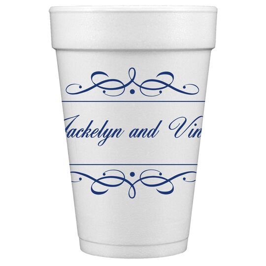 Royal Flourish Framed Names Styrofoam Cups